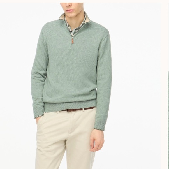 J crew Cotton half-zip sweater wild sage - Picture 1 of 4